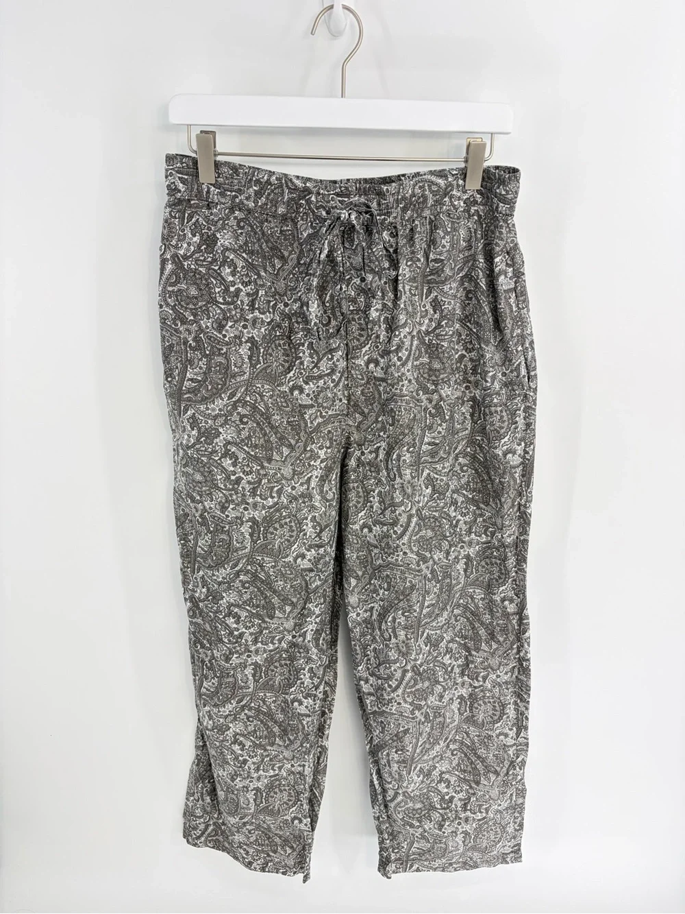 Royal Silk Paisley Print Pants - Size Large